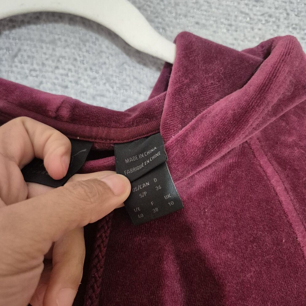 FENTY x Puma RHIANNA Women's Crop Pullover Hoodie Velour Maroon Small - Picture 3 of 6